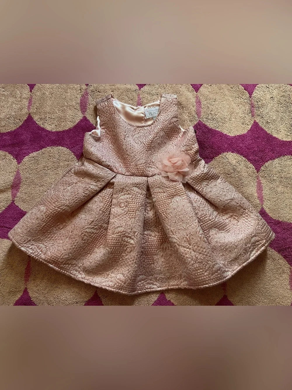 TCP Sleeveless Rose Gold Metallic Woven Jacquard Dress - size 12-18M